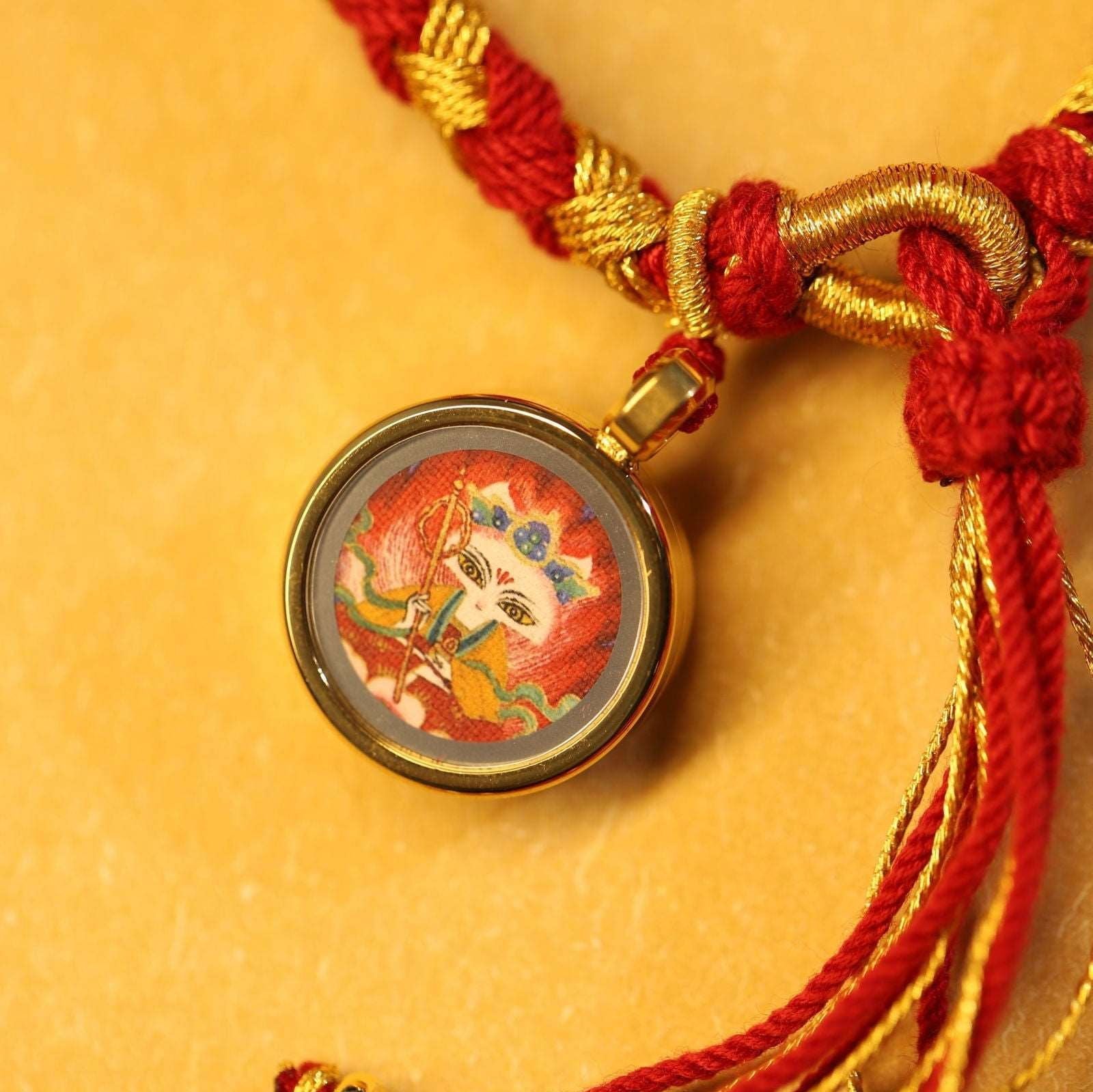 Thangka Buddha Handmade Tibetan Braided Bracelet with Mini Fox Fairy Thangka Charm - Thangka Buddha - 