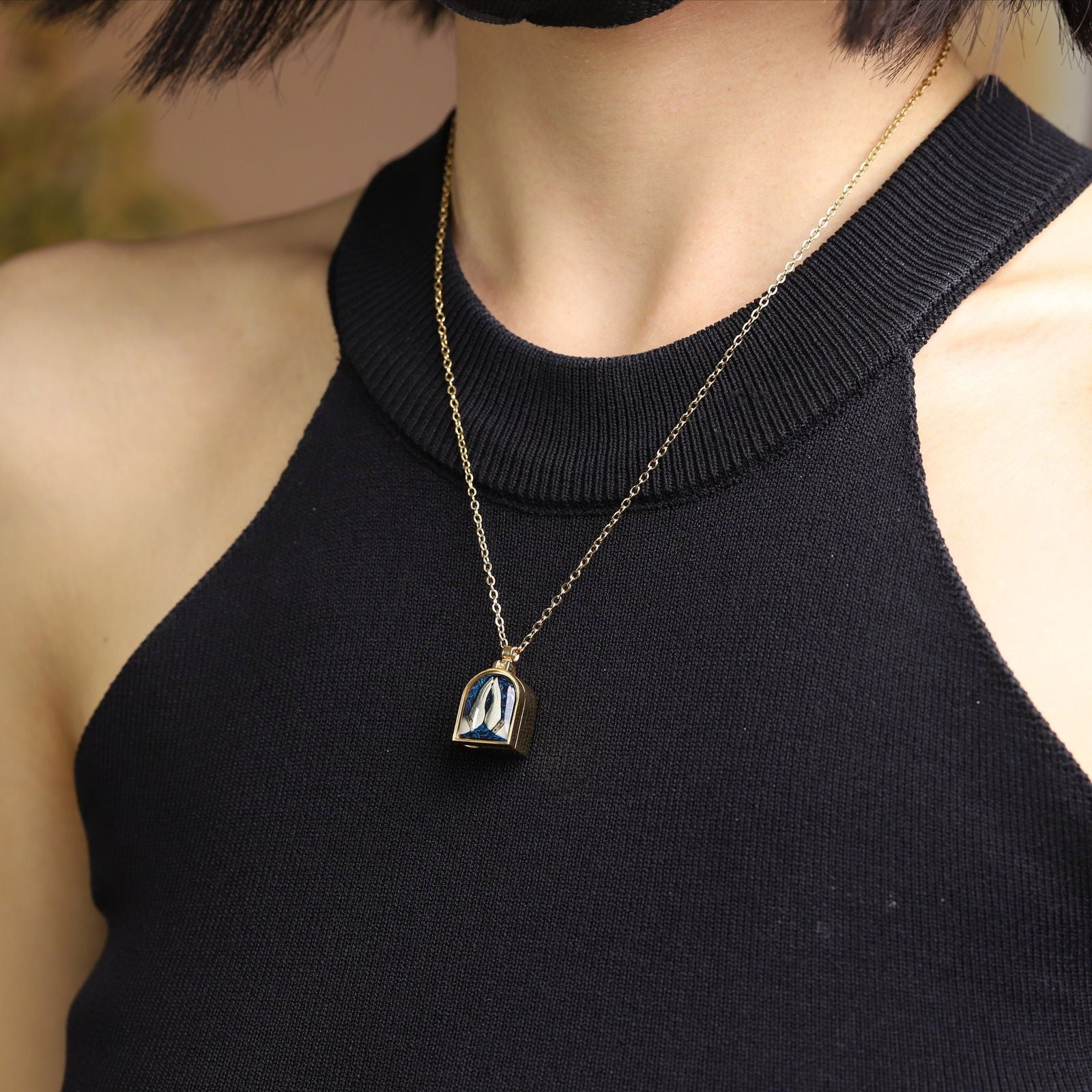 Thangka BuddhaDivine Buddha Hands Locket Necklace with Hidden Shurangama Mantra Scroll - Thangka Buddha - 