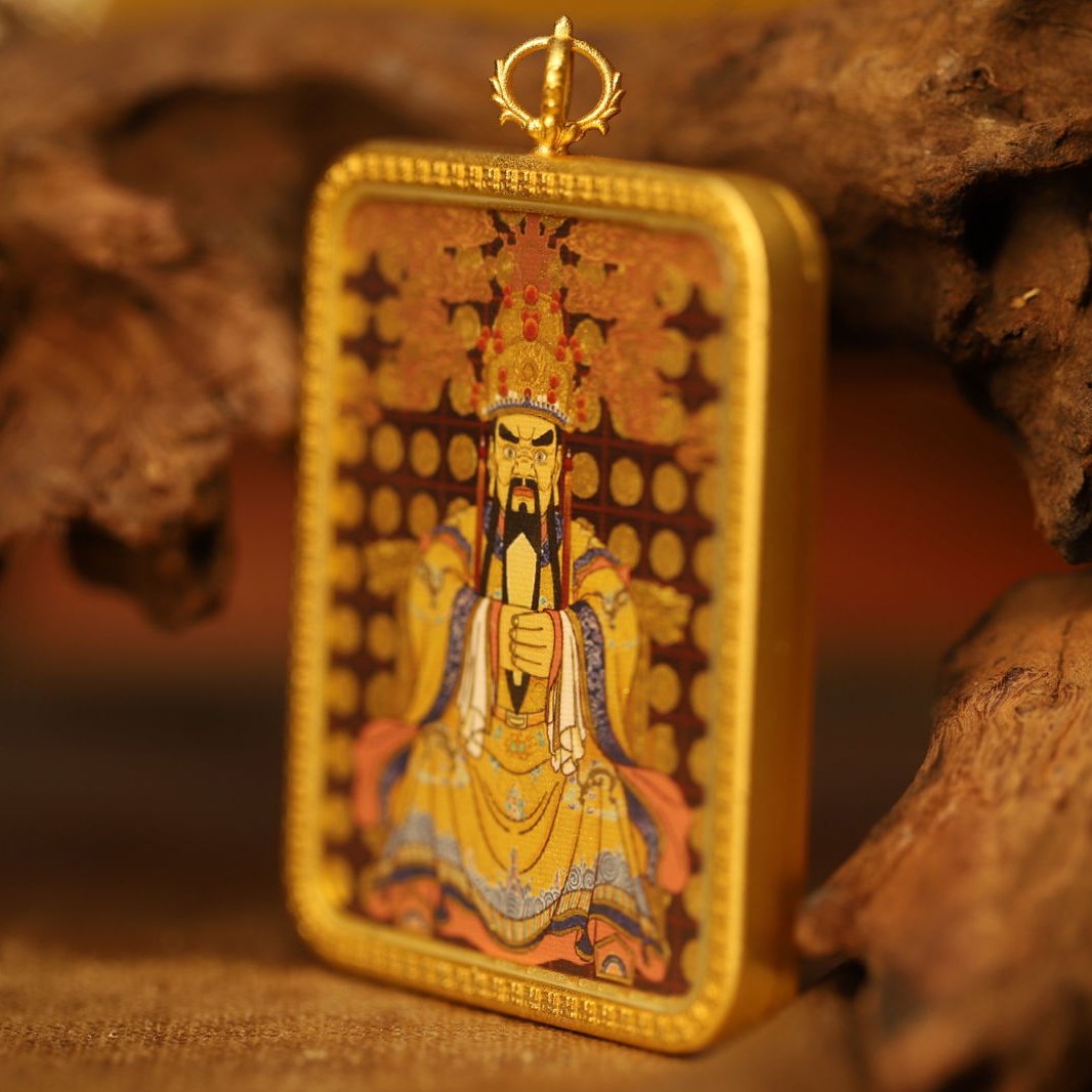Thangka Buddha Auspicious Clouds Dragon WuYe Square Thangka - Brass Pendant for Wealth and Luck - Thangka Buddha - Thangka Buddha