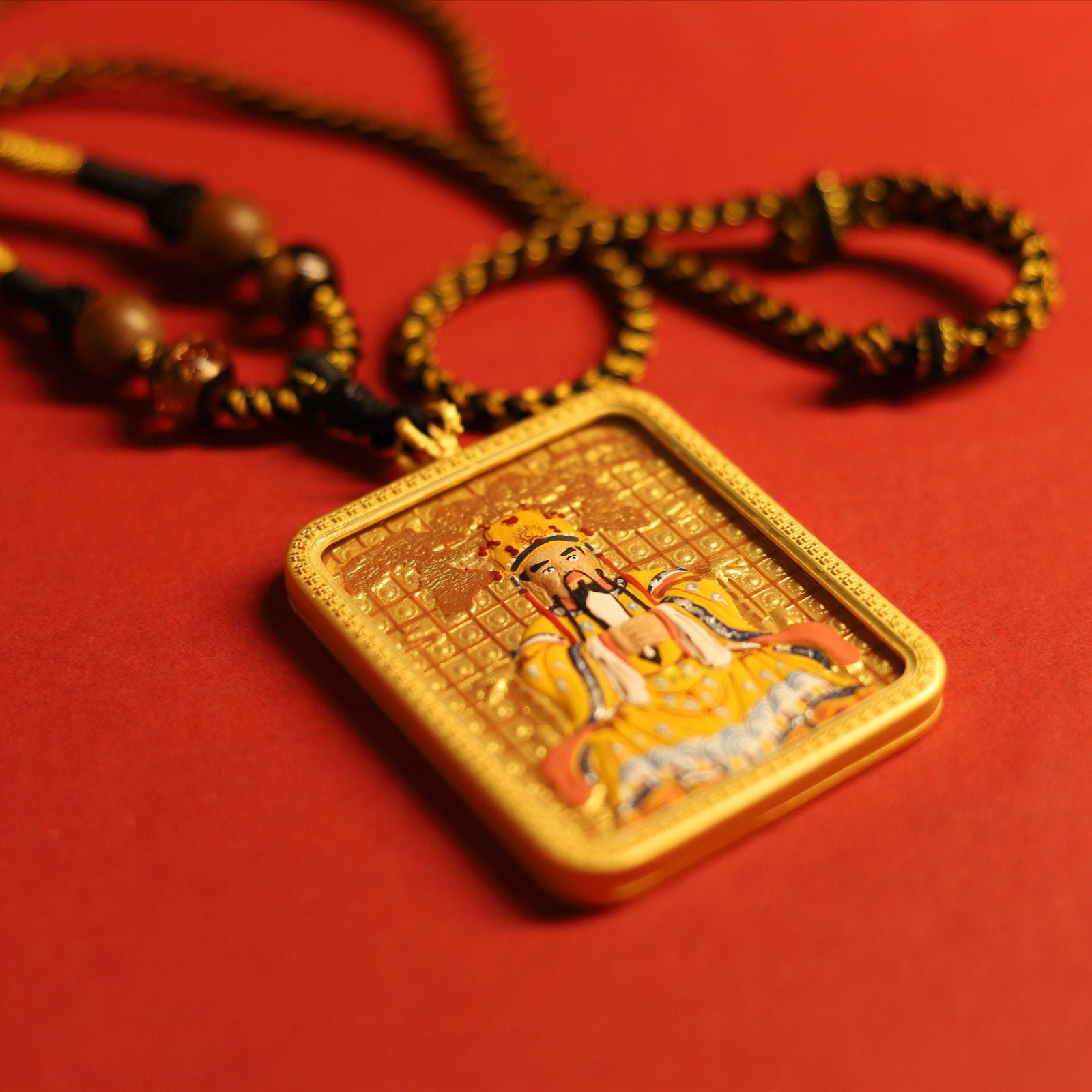 Thangka Buddha Auspicious Clouds Dragon WuYe Square Thangka - Cowhide Pendant for Wealth and Luck - Thangka Buddha - Thangka Buddha