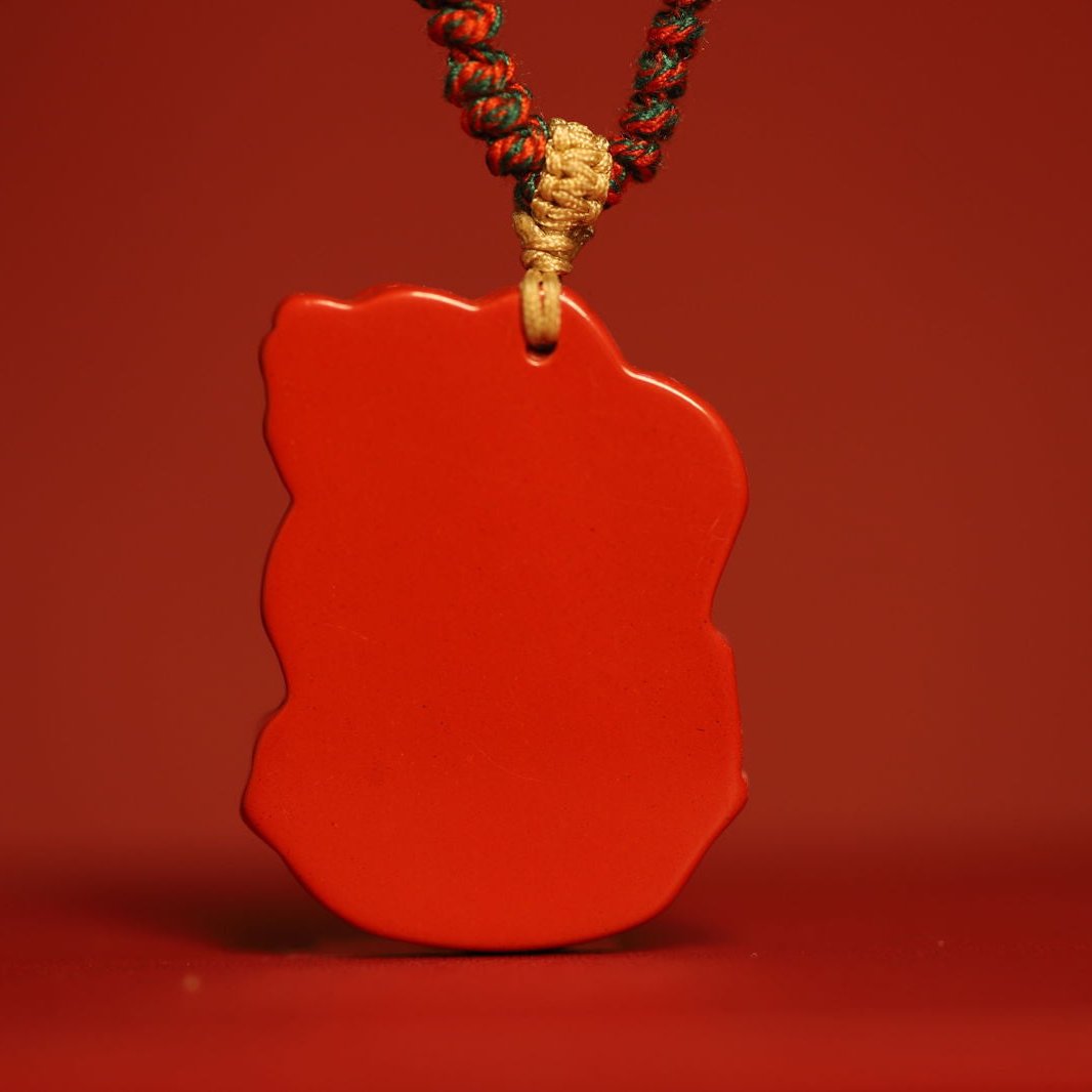 Thangka Buddha Cinnabar Kirin Amulet - Traditional Chinese Luck and Protection Pendant - Thangka Buddha - 