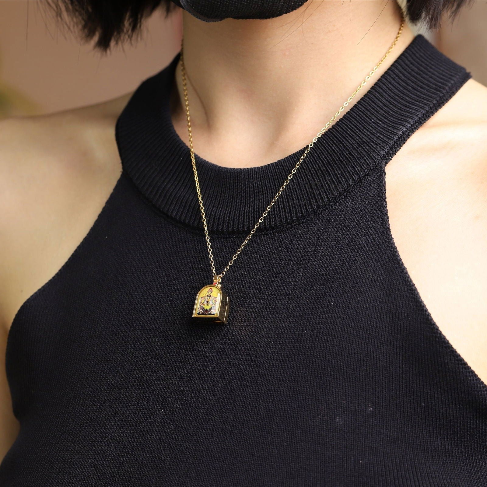 Thangka Buddha Dragon WuYe Wealth and Protaction Locket Necklace - Thangka Buddha - 
