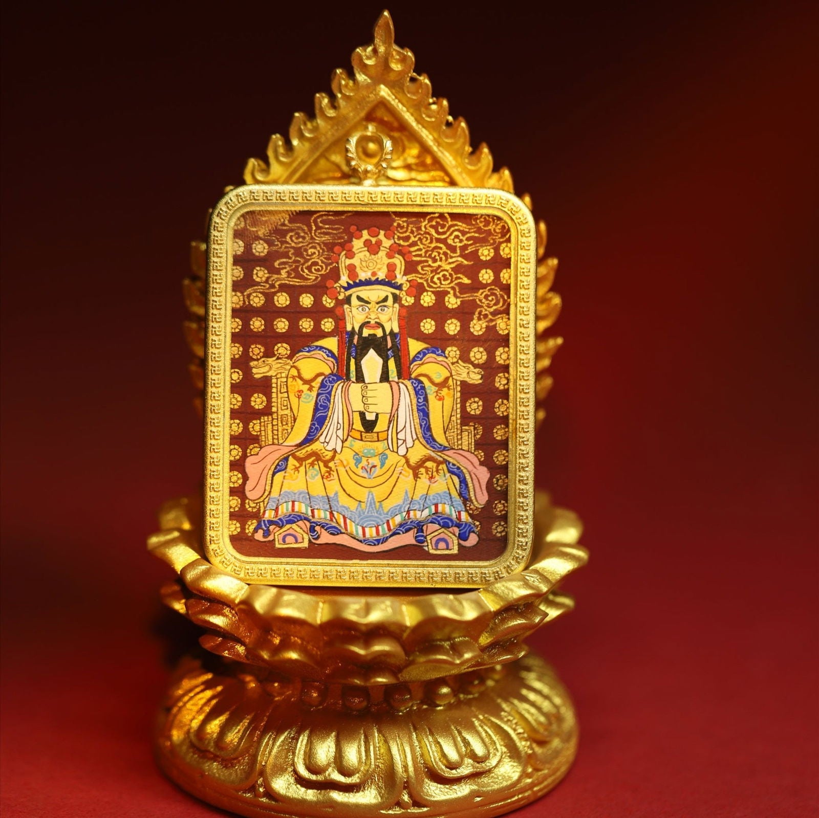 Thangka Buddha Hand-Painted Wealth and Protection Dragon WuYe Square Thangka - Thangka Buddha - Thangka Buddha