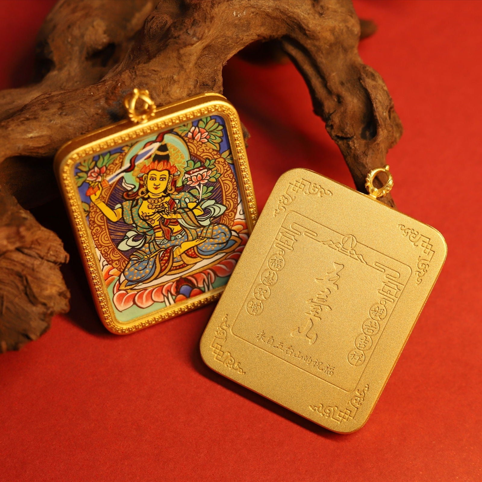 Thangka Buddha Hand-Painted Wisdom and Enlightenment Manjushri Square Thangka - Thangka Buddha - 