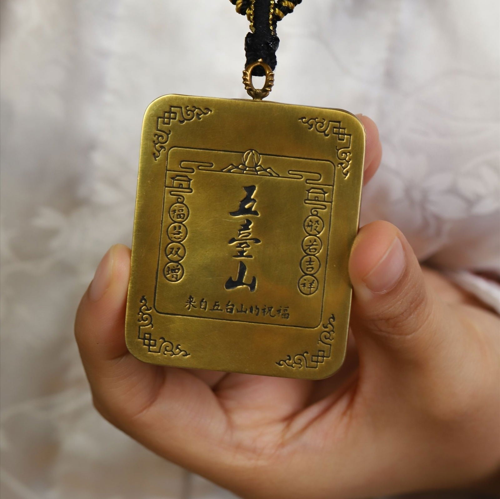Thangka Buddha Hand Painted Gold  Wealth and Protection Dragon WuYe Square Thangka - Thangka Buddha - 