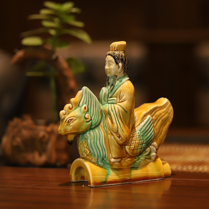 Thangka Buddha Imperial Ridge Beasts: Handcrafted Glass Roof-Ridge Ornament Set - Thangka Buddha - 