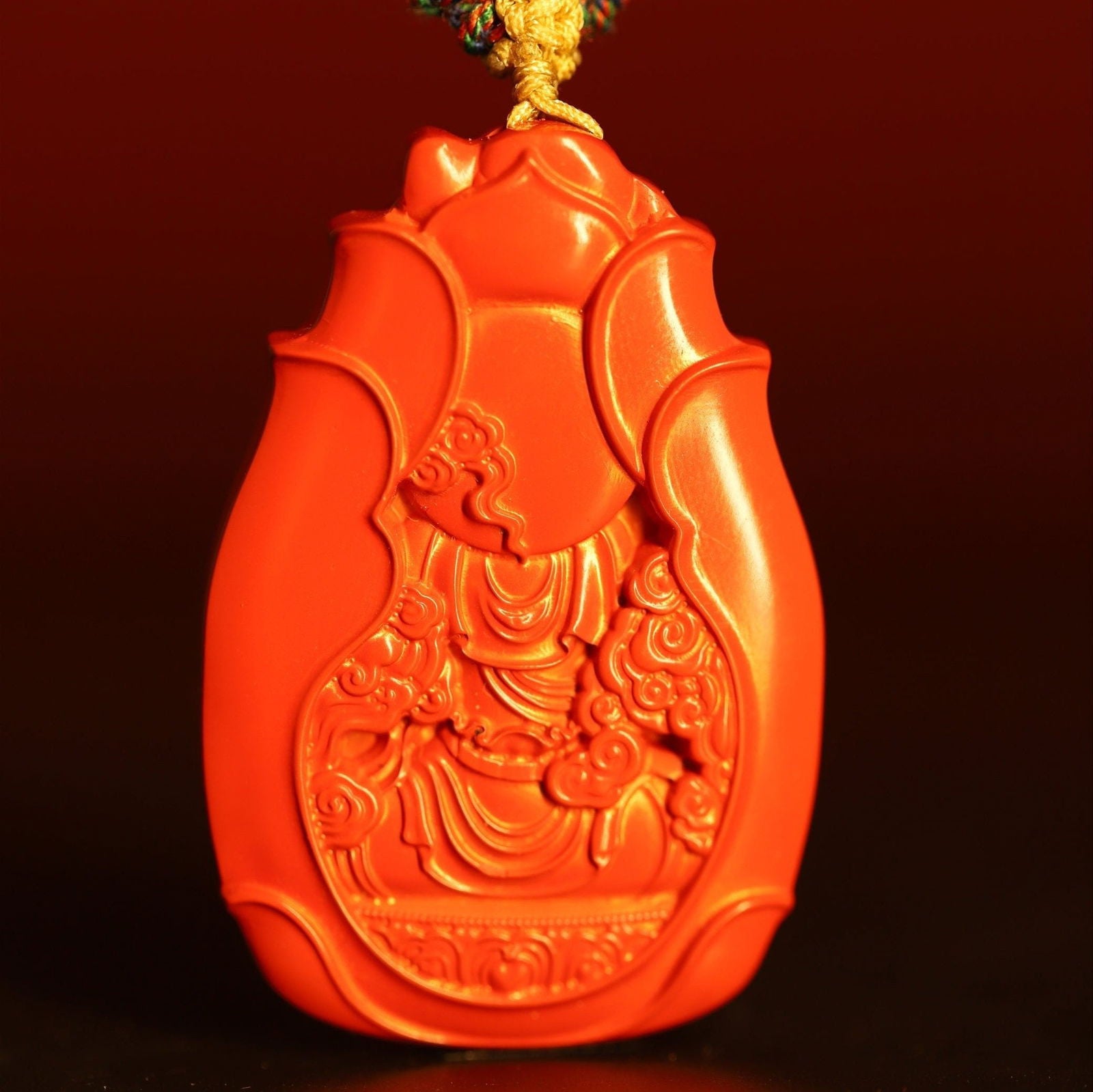 Thangka Buddha Manjushri Cinnabar Necklace - Spiritual Protection and Wisdom Enhancer - Thangka Buddha - 