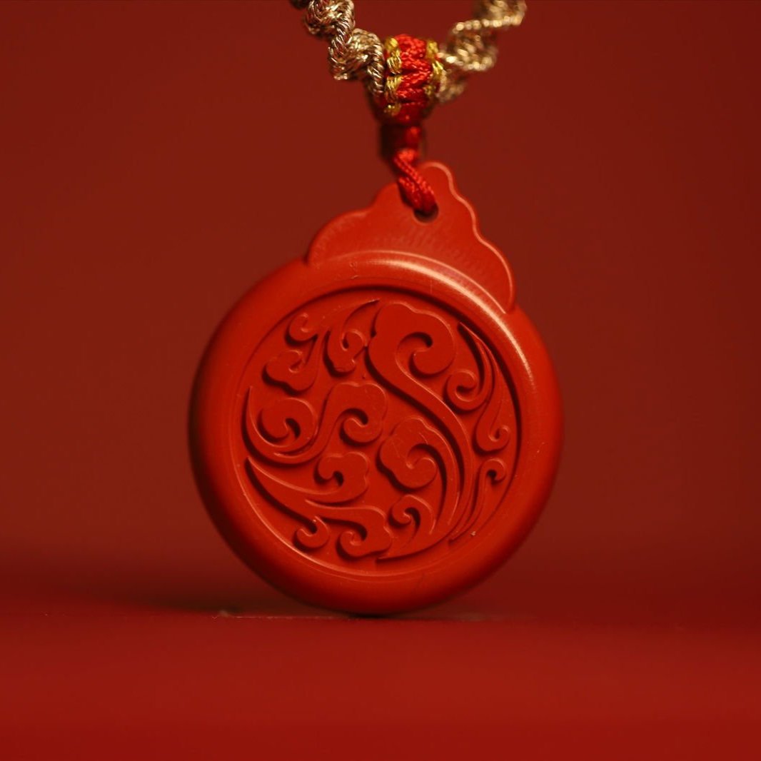Thangka Buddha Prosperity and Protection WuYe Cinnabar Pendant - Thangka Buddha - 