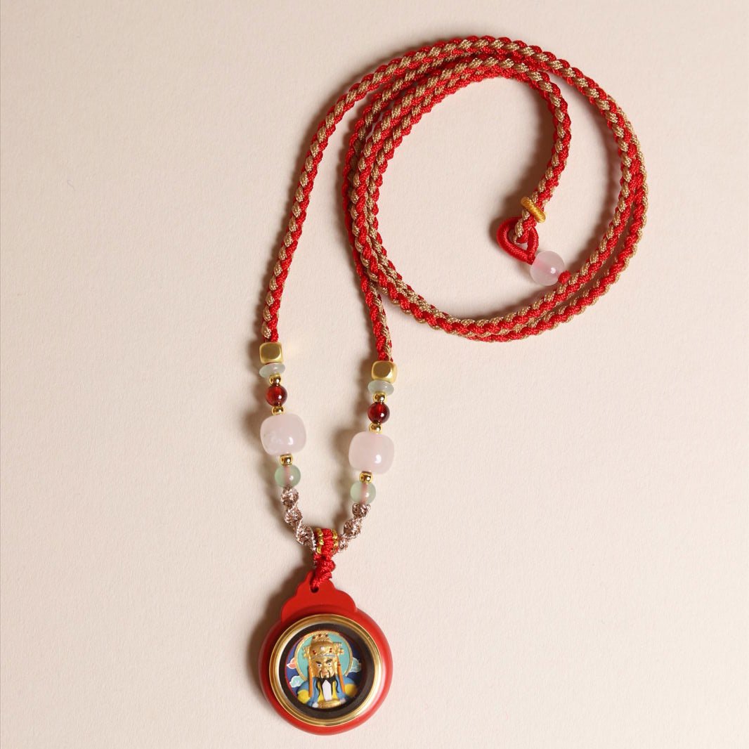 Thangka Buddha Prosperity and Protection WuYe Cinnabar Pendant - Thangka Buddha - 