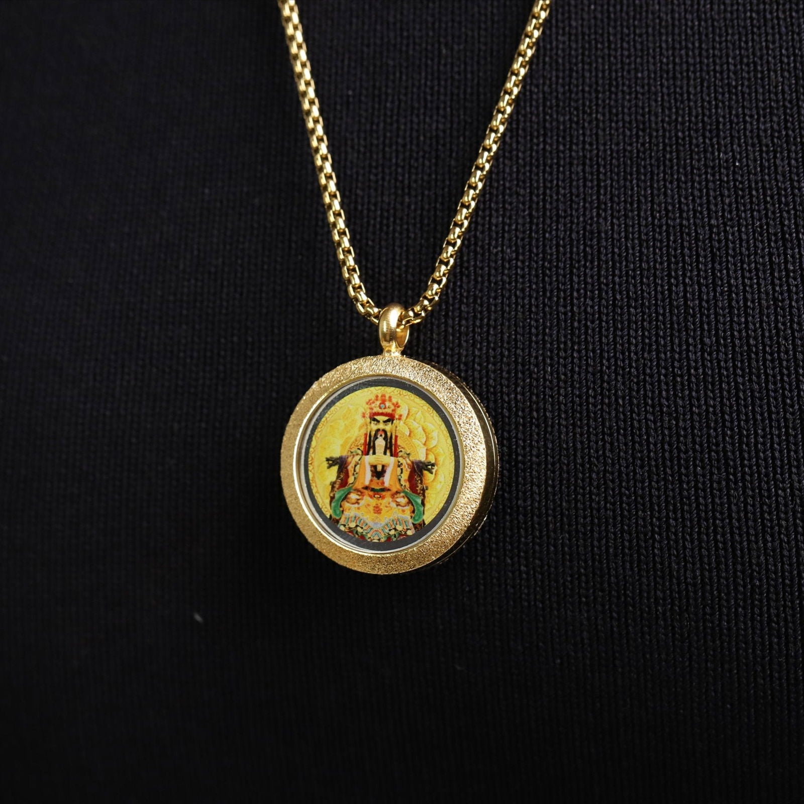 Thangka Buddha Wealth and Protection Dragon Wuye Circular pendant Necklace - Thangka Buddha - 