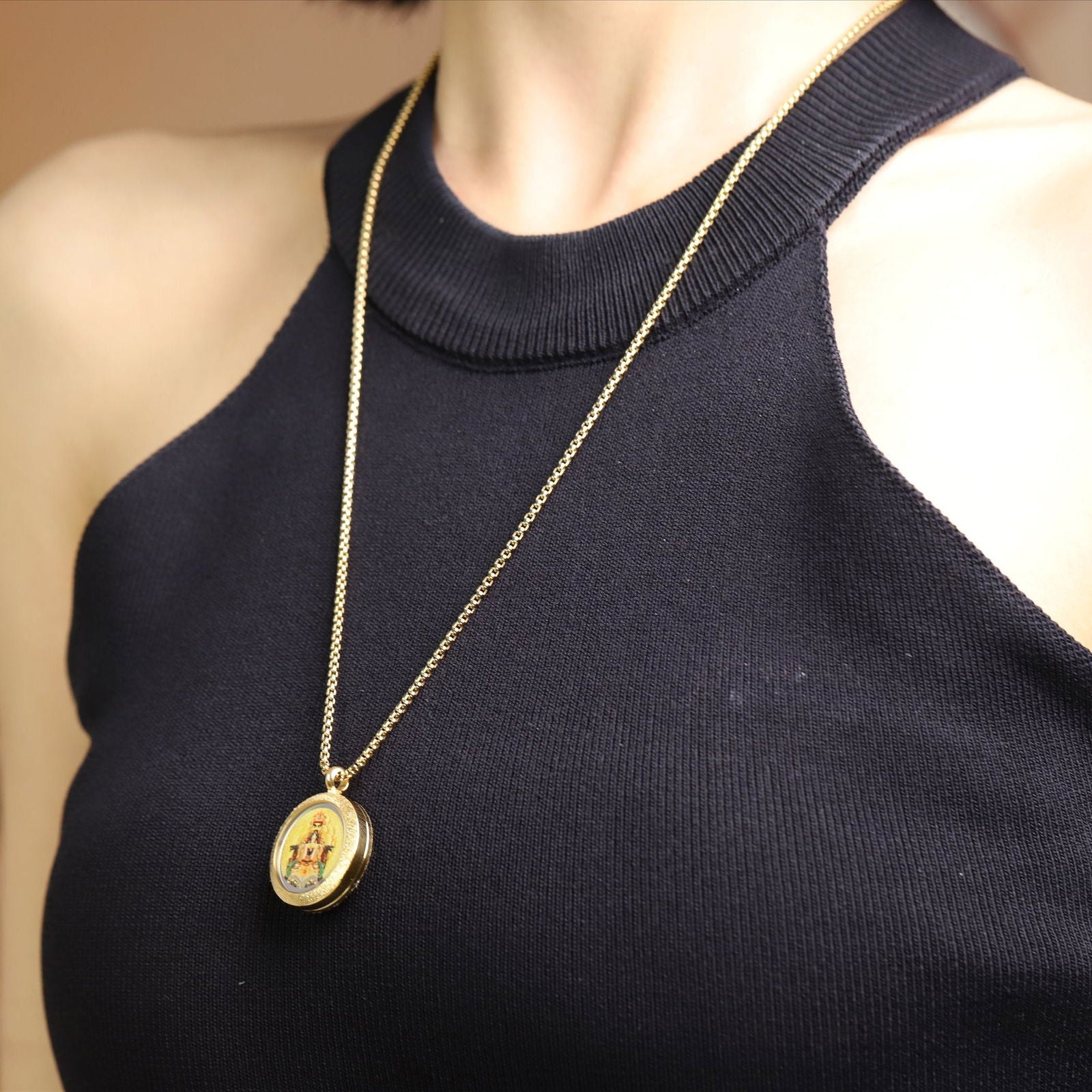 Thangka Buddha Wealth and Protection Dragon Wuye Circular pendant Necklace - Thangka Buddha - 