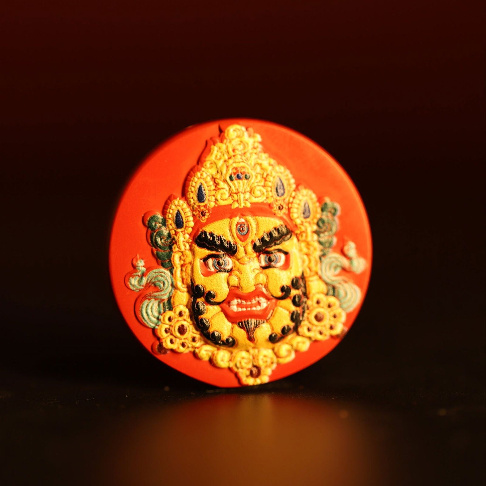 Thangka Buddha Yellow Wealth God Cinnabar Necklace - Spiritual Prosperity and Protection Amulet - Thangka Buddha - Thangka Buddha
