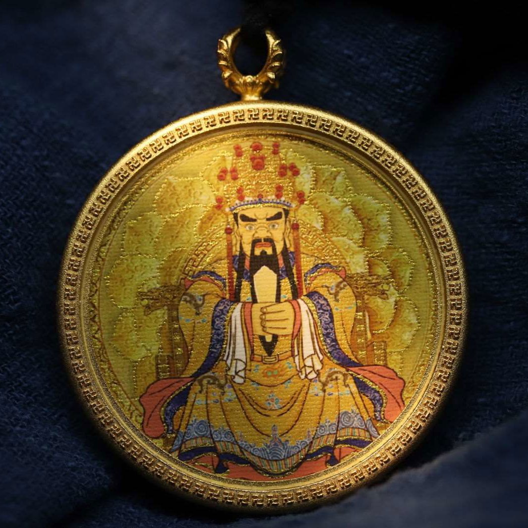 Thangka Buddha Dragon Wuye Circular Thangka - Brass Pendant for Wealth and Luck - Thangka Buddha -