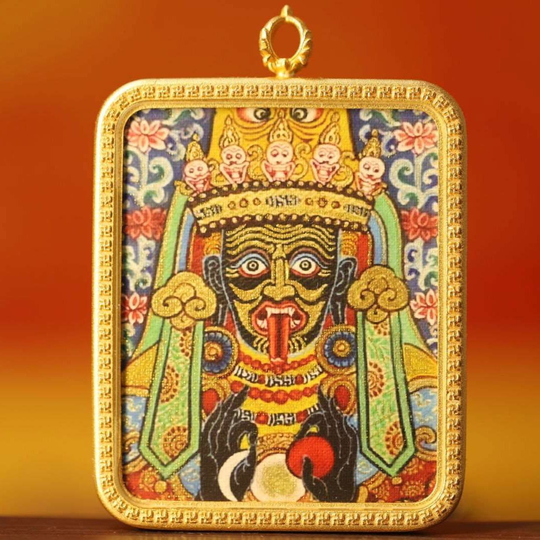 Thangka Buddha ZakiramWealth Goddess Square Thangka Pendant Necklace - Thangka Buddha - Thangka Buddha